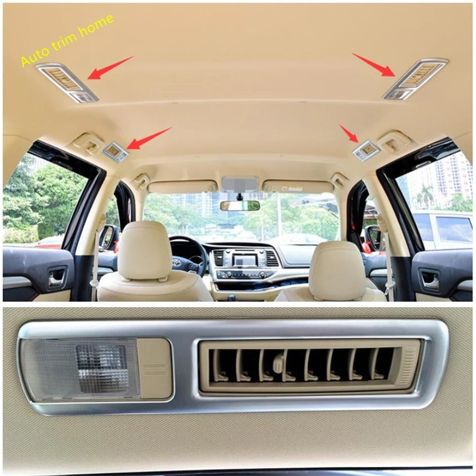 

Car Accessories Rear Row Roof Reading Lights Lamps Decoration Frame Cover Trim Fit For Toyota Highlander KLUGER 2014 - 2019