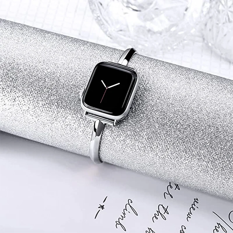 50％ Off  Luxury Watch Band for Apple Watch Series 8 7 41 45mm 6 Se 5 4  Women Diamond Steel Bracelet IWatch Ultra 49mm 44 40 42 38MM Strap
