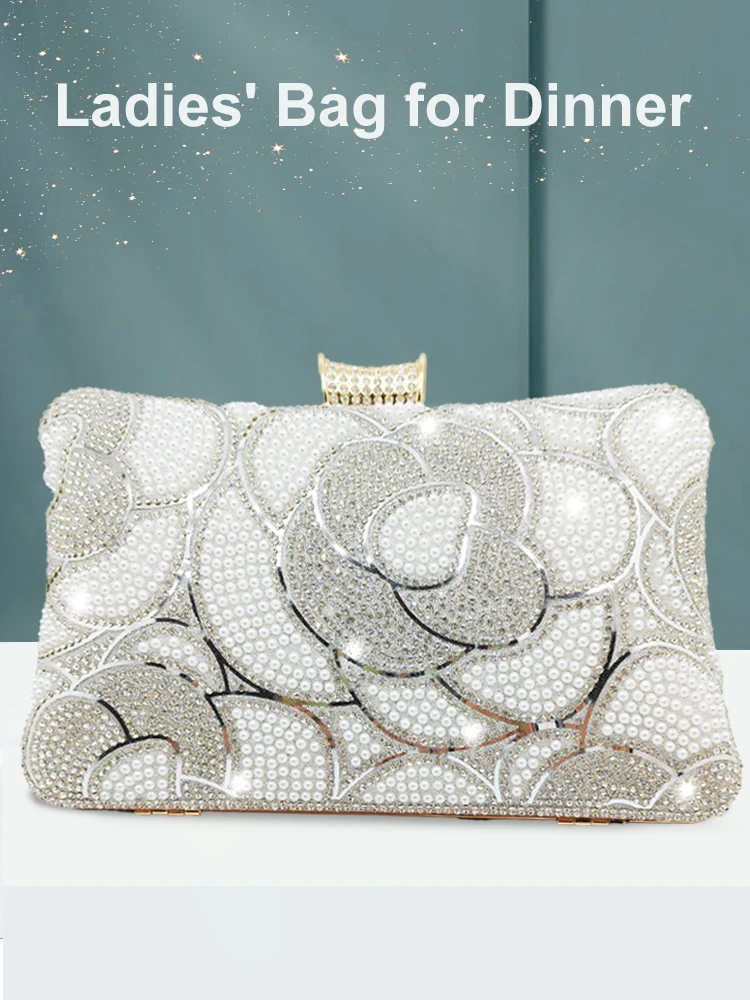 Saashi Luxury High Design Women Evening Bag Glitter Party Banquet Wedding Clutch Shoulder Chain