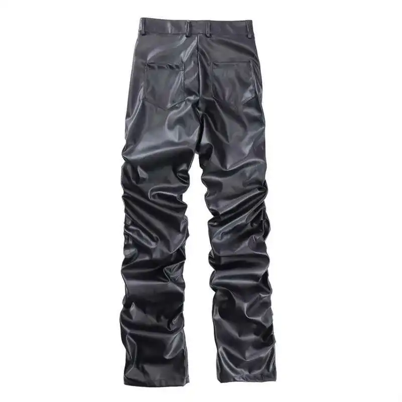 HKSH Dark Punk Niche Design Shiny Pleated PU Leather Pants Men's Autumn New Tide Dark Ins China-Chic Hip-hop Loose Casual HK3466