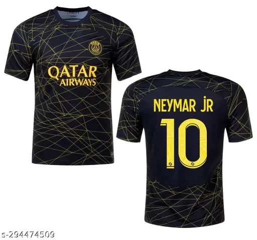 Herren Paris Saint-Germain Schwarz-Gold Fußballtrikot NEYMAR JR 10 Schnelltrocknend Kurzarm Fußball T-Shirt Sport-Trainingsuniform