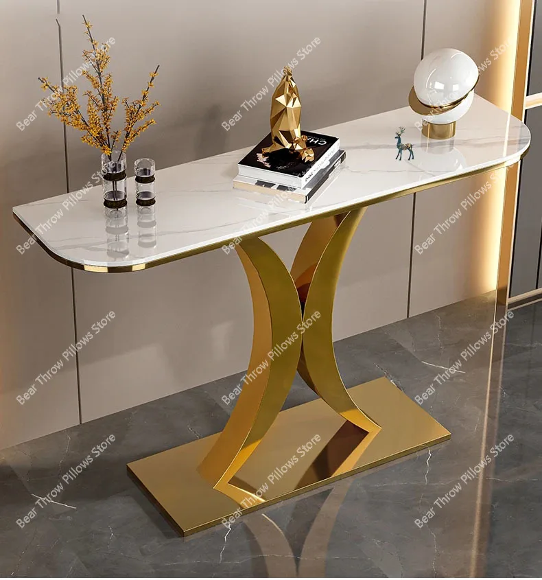 Description Picture 5 of itemModern Light Luxury Slate Console Tables Living Room Furniture Entrance  Home Wrought Iron Against The Wall Hallway Table