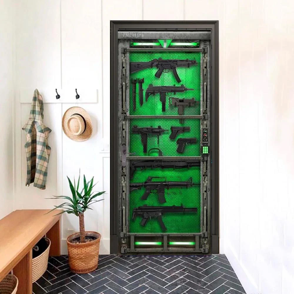 Black analog Door Wallpaper Modern tech style PVC self-adhesive Bedroom Mural Stickers Living Room Home