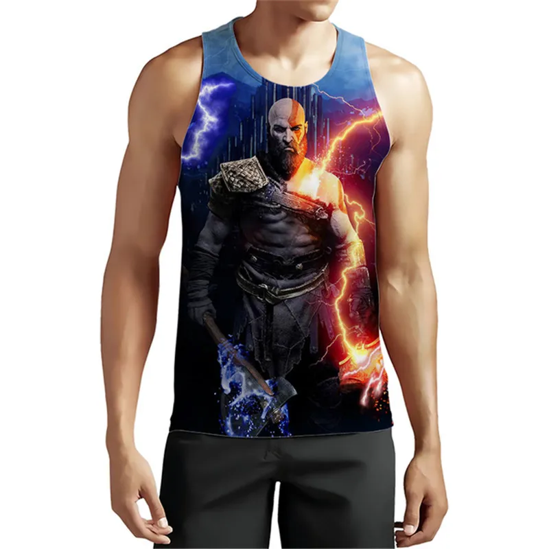 

Vintage Men's Gothic Tanks Tops Sleeveless War Soldier 3D Graphic Street Style Vest Outdoor Sport Loose Casual Man Tank Big Size