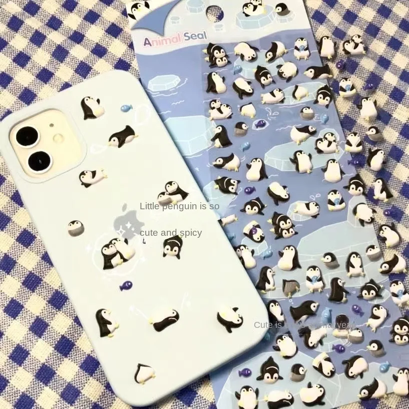 Steve 3d Penguin Stereo Bubble Sticker Mini Animal Phone Case Water Cup Decorative Sticker Student Stationery School Supplies