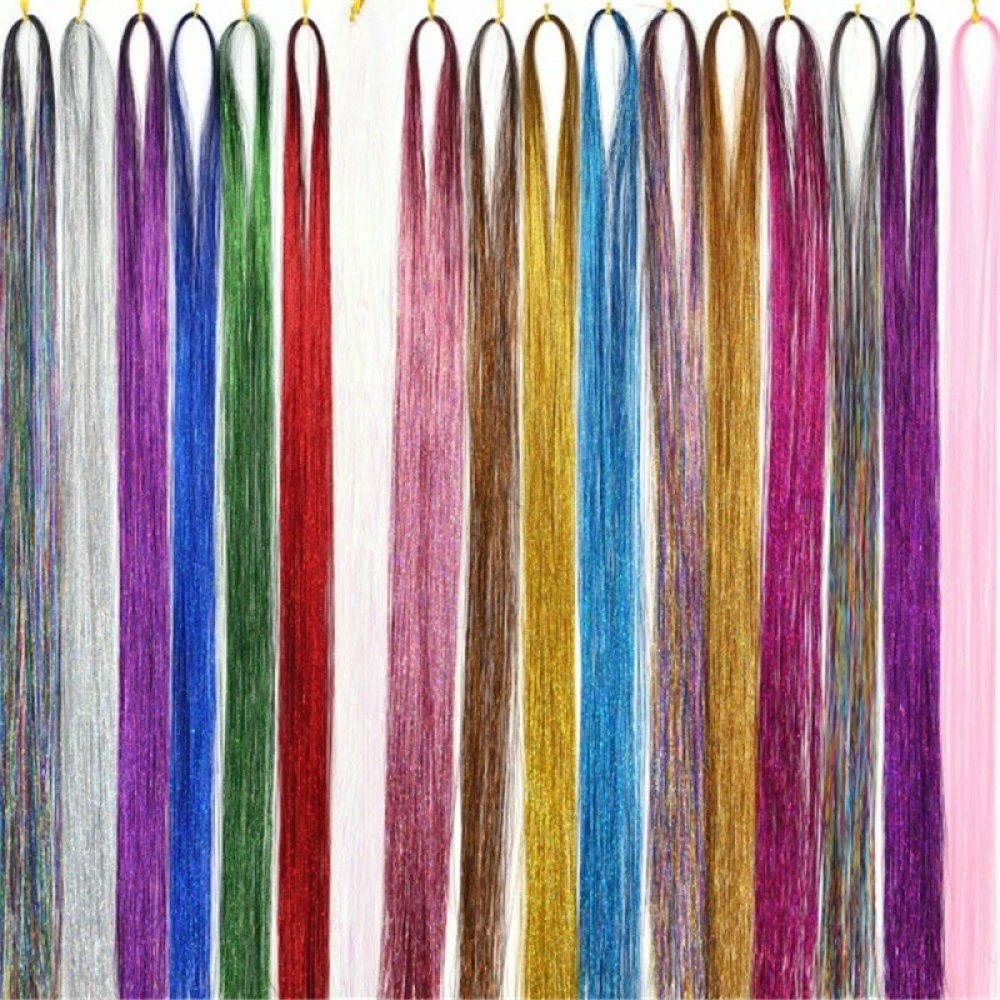 Braiders 12 Colors Hair Tinsel Extensions Tools Braiding Sparkle Shiny Hair Braiding Headdress Long Hair Accessories Werkzeuge 6