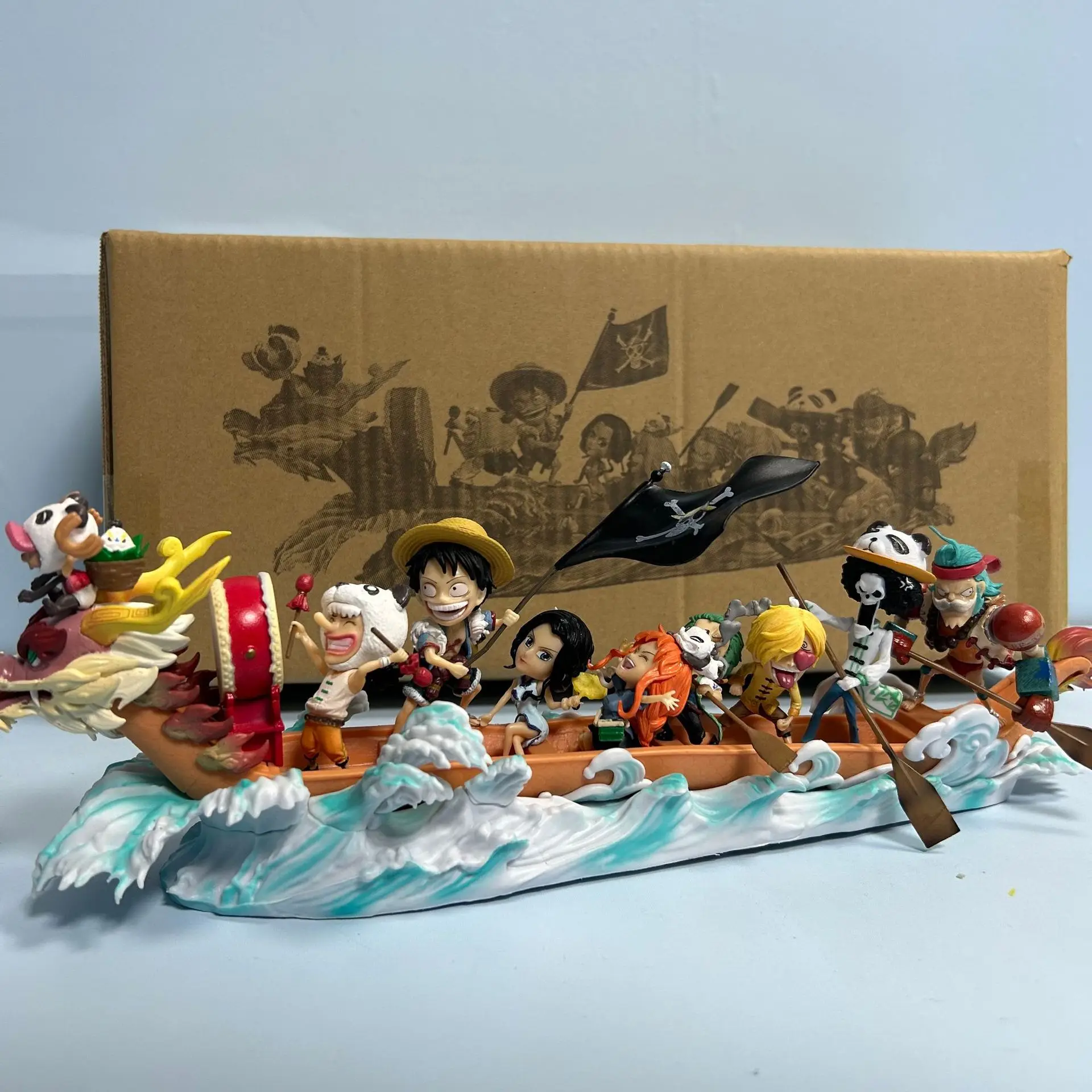 

Anime One Piece Straw Hat Pirates Dragon Boat Action Figures Luffy Nami Zoro Sanji Brook Robin Usopp Chopper Franky Model Toys