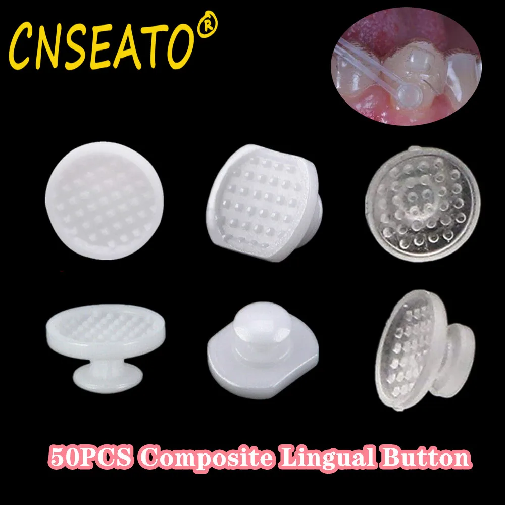 

50Pcs Composite Lingual Buttons Orthodontic Dental Ceramic Clear Invisable Retainer Aligner Bondable Brackets Dentistry Material