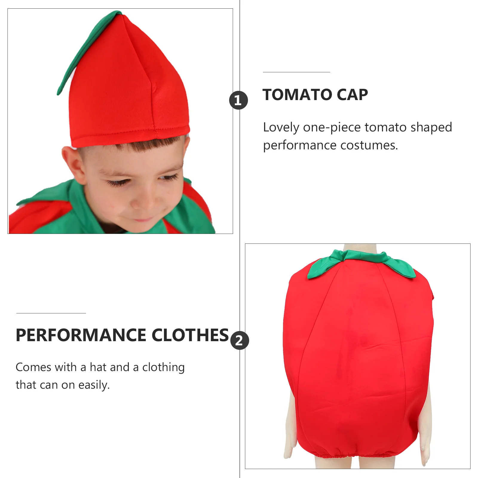 Tomato Kids Clothes Festival Cosplay Costumes Hats Prom Gown Dress up Accessories Performance Baby Child