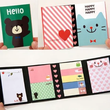 Portable Notes Sticker Paper Self-Adhesive Four Fold Flags Notes Tab Post Cute Animals Memo Pads Sticky Marker Colorful Bookmark 1
