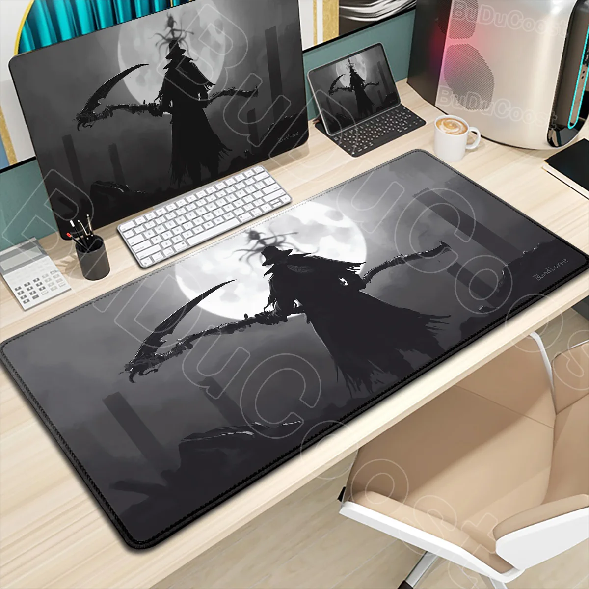 HD-Druck B-Bloodborne Großes PC-Mauspad Spieldekoration Computer Rutschfestes Gummi-Mauspad 900 x 400 Tisch-Schreibtischunterlage Teppich