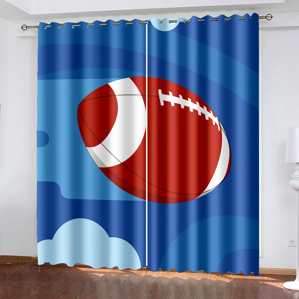 Popular Custom Colorful Rugby Patterns Window Curtains Sport Boy Run