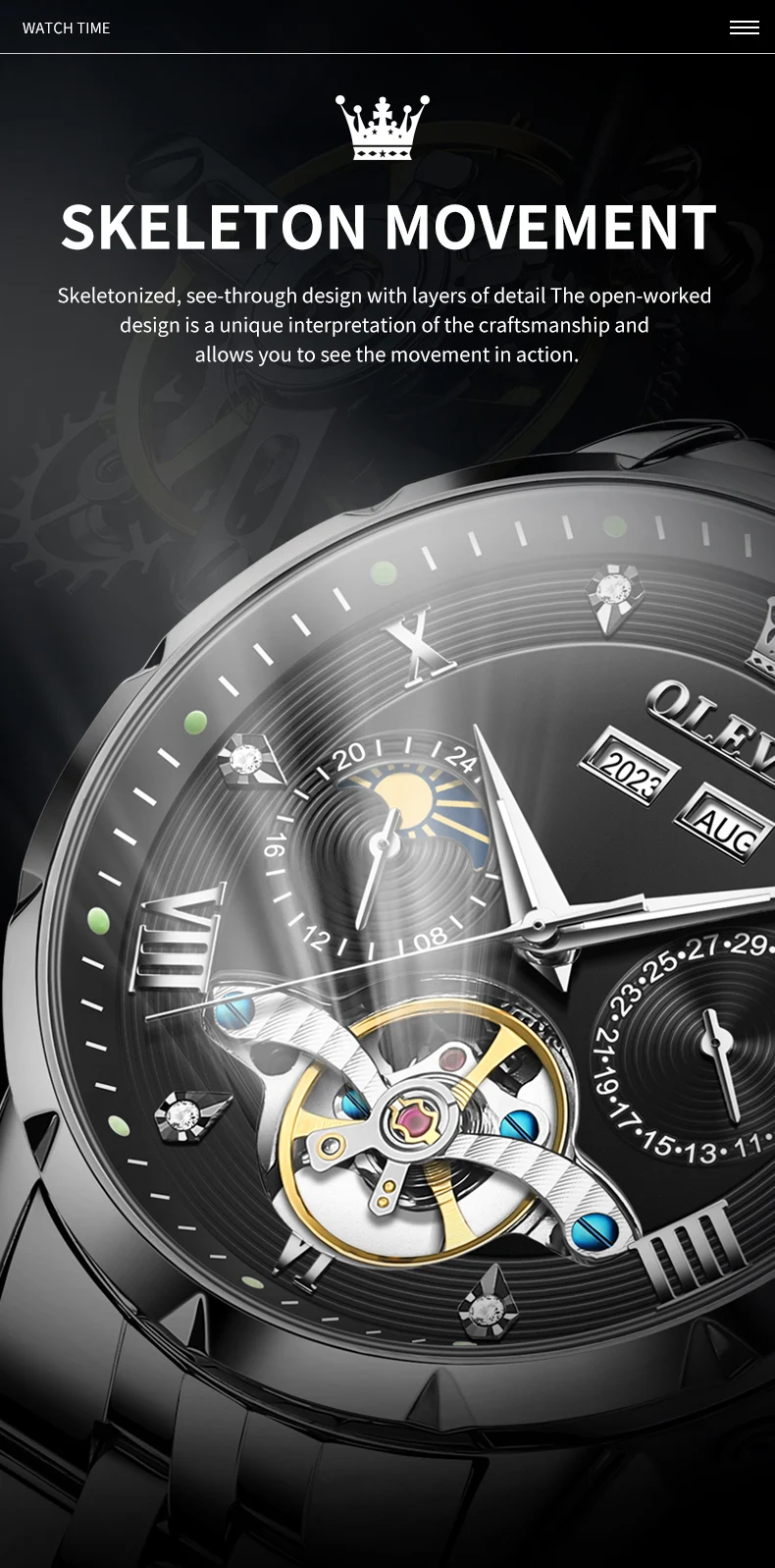 OLEVS 6691 Luxury Tourbillon Automatic Mechanical Watch description image 6
