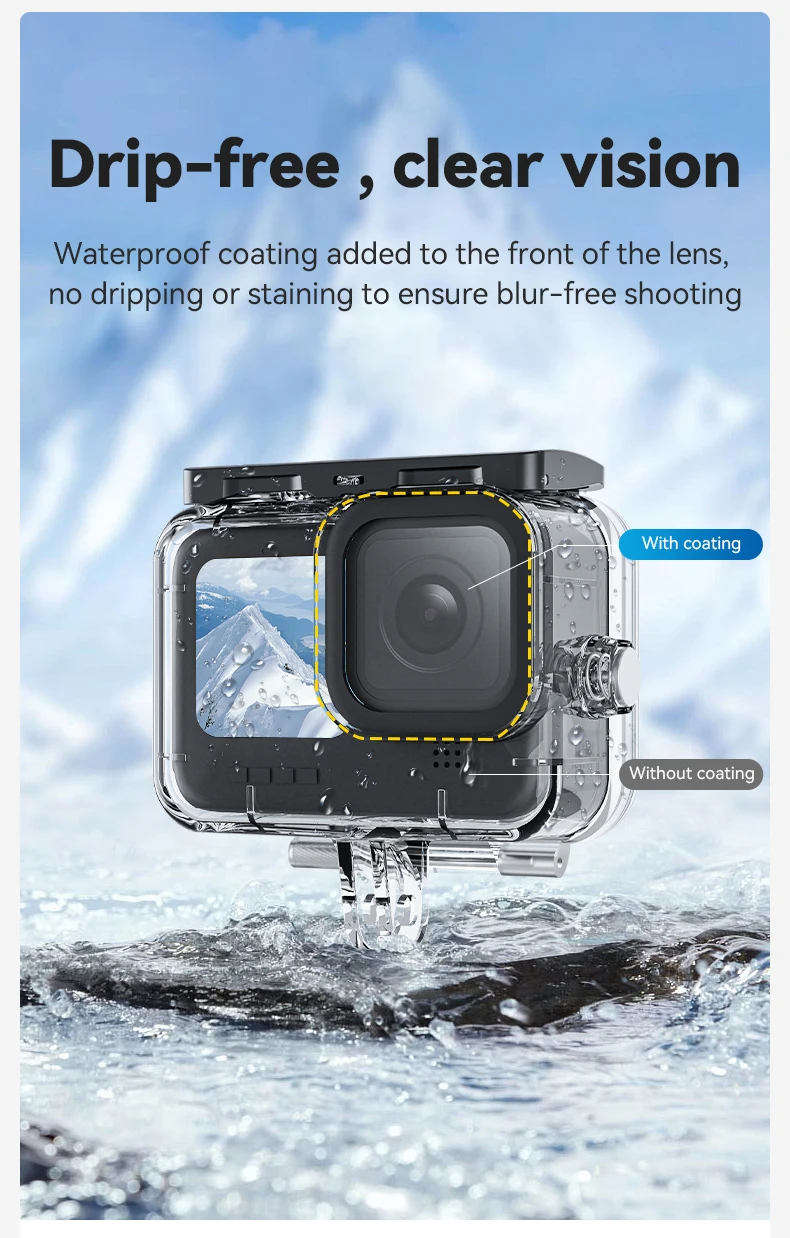 Waterproof Case Full Scene Anti-fog Underwater Tempered Glass Lens Diving Housin