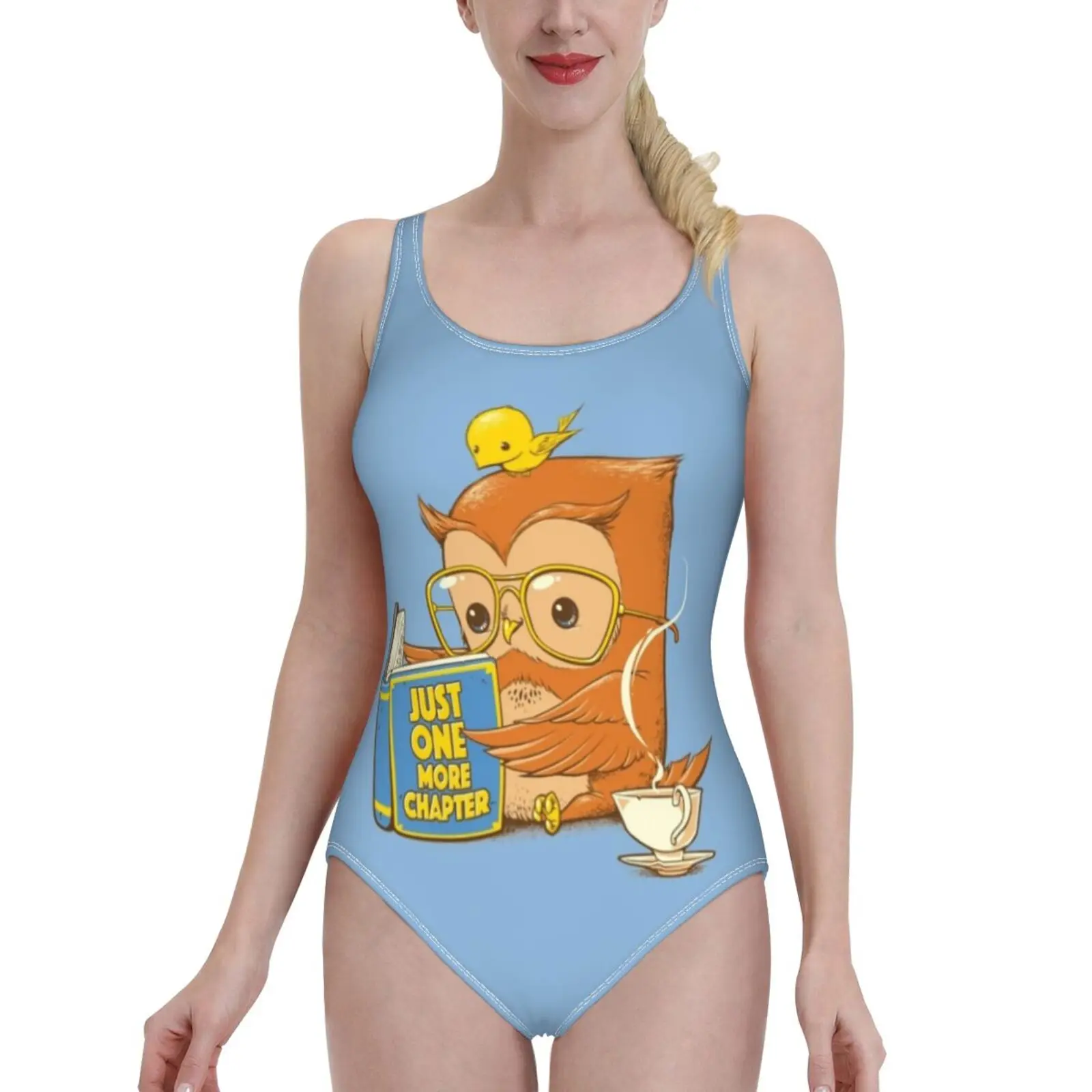 

Just One More Chapter Women Swimsuit One Piece Backless Swimwear Sexy Beach Wear Summer Bathing Suits Owl Funny Cute Birds