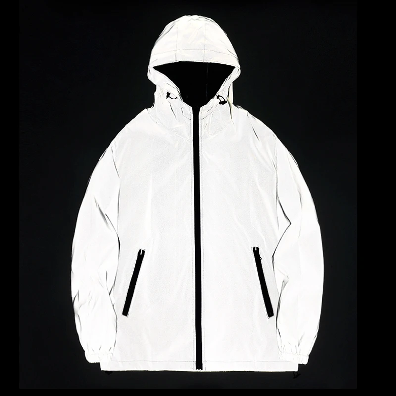 Veste réfléchissante nuit pêche homme - Double tissu coupe-vent imperméable avec capuche