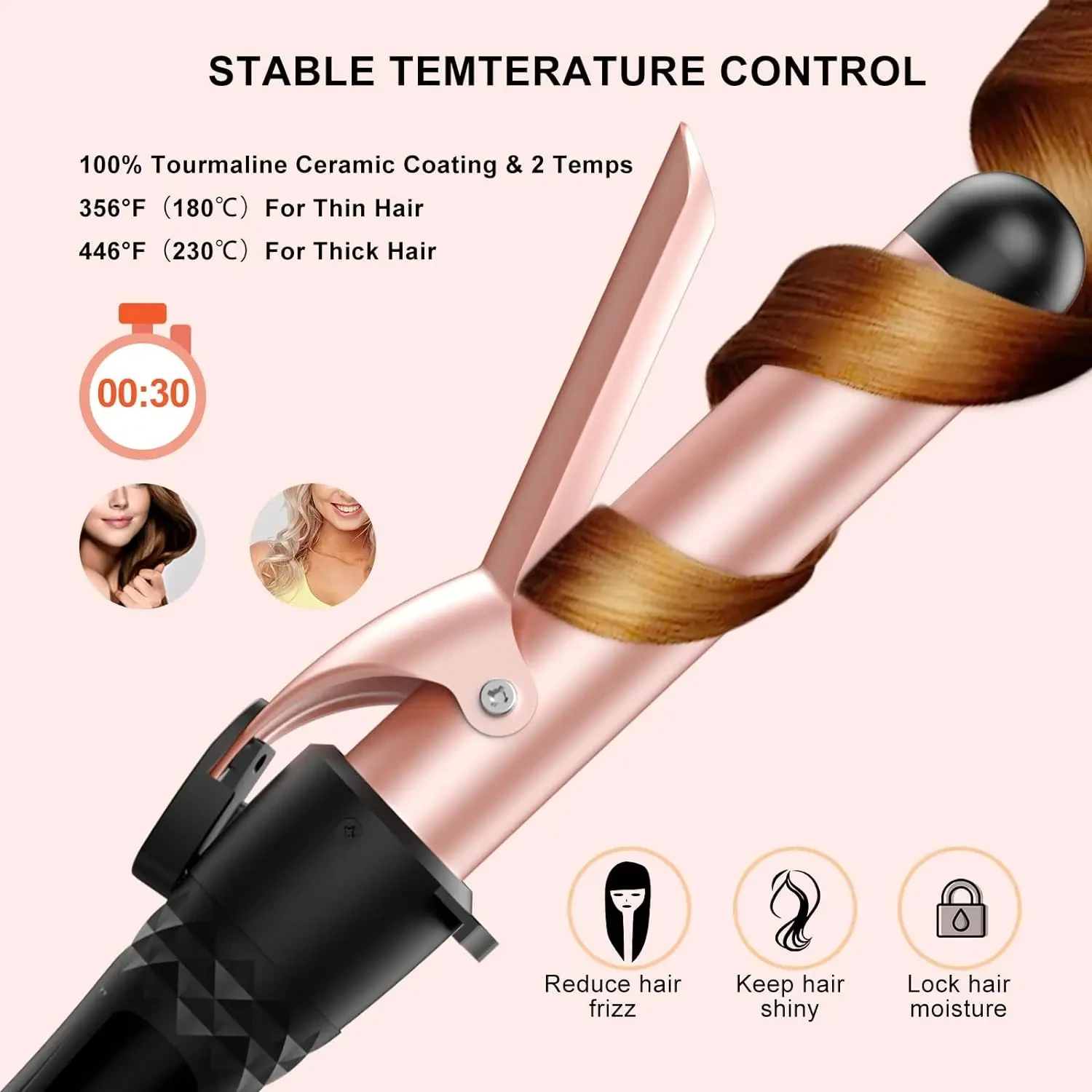 Hair Curler Hair Tools 5 in 1 Curling Iron Set with Curling Brush 0.35&rdquo;-1.25&rdquo; Hair Curler Wand for Hairstyle and Heat Resistant Gloves and Hair Clips