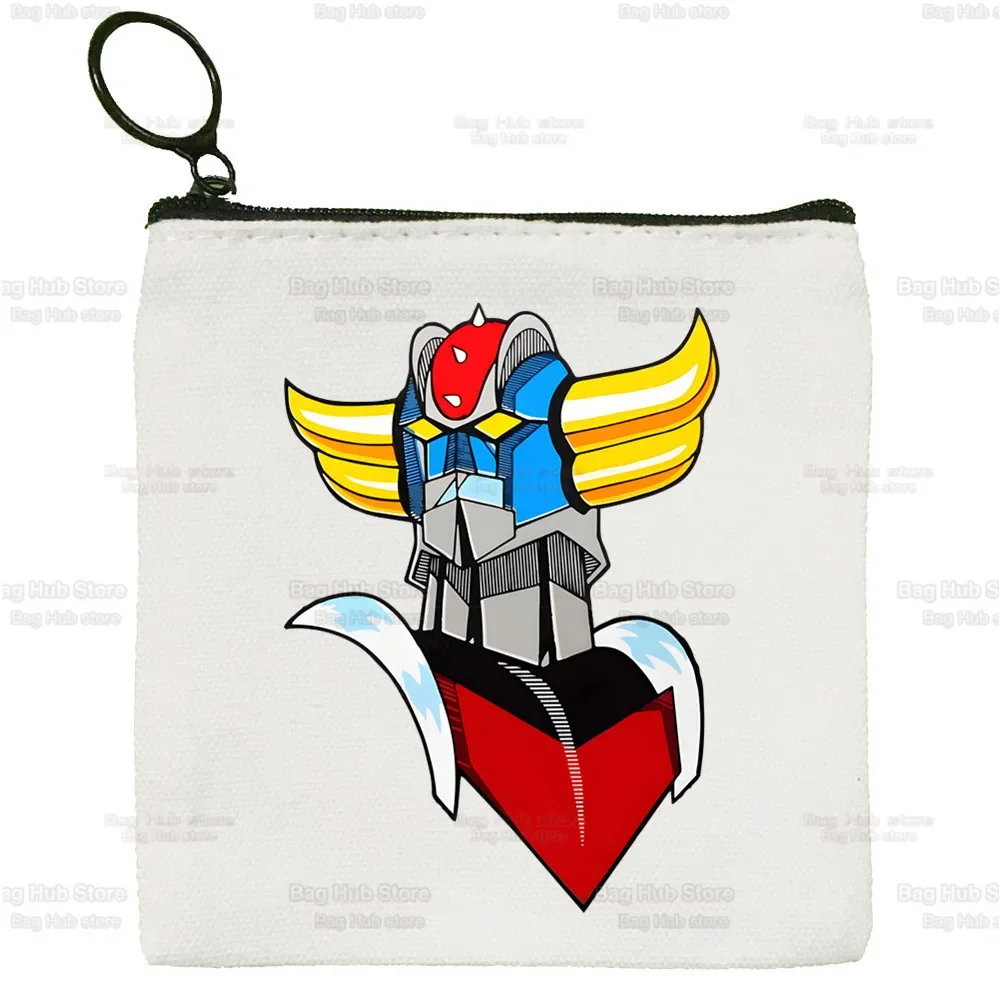 Coin Purse Manga Goldorak Ufo Robo Anime Canvas Bag Pure White Bag Mazinger Grendizer Zipper Bag Coin Coin Clutch