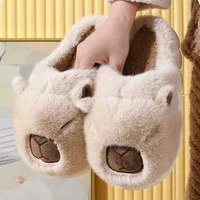 Cute Capybara Cotton Slippers Women Autumn Winter Indoor Soft Sole Warm Fur Slides Woman Comfort Non Slip Home Slippers Female - Image 5