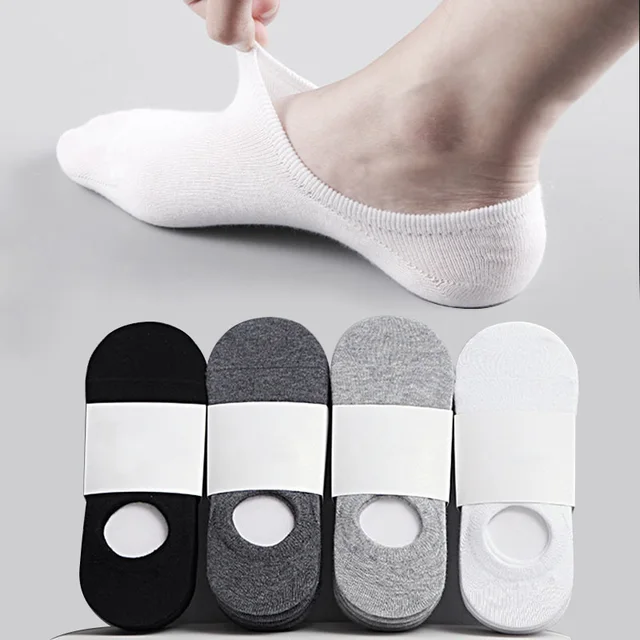 5/10 paires de chaussettes invisibles pour hommes, pantoufles en coton et Silicone, antidérapantes, chaussettes d'été invisibles, décontractées, respirantes, fines, bateau 1