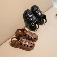 Boys Roman Shoes 2023 Children Solid Color Classic Britain Style Uniform School Shoes Kids Fashion Girls Toes Wrapped Sandals 1