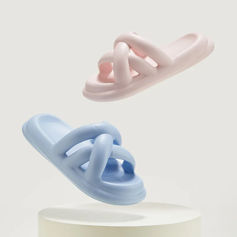 

2023 Spring Ladies Footwear Flat New Summer Women Indoor Home Womens Knitted Slippers Non Slip House Shoes