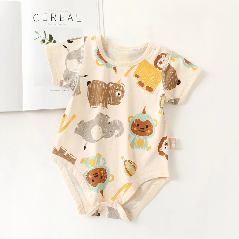 Baby Cartoon Animal Print One Piece Bodysuit for Summer