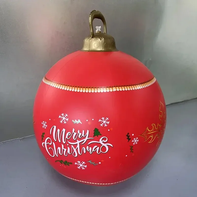 thumbnail image 1 of Bolas inflables navideñas para exteriores de 60 cm, bolas gigantes grandes de PVC, bolas de juguete para decorar árboles de Navidad sin años luz, 1 of 5