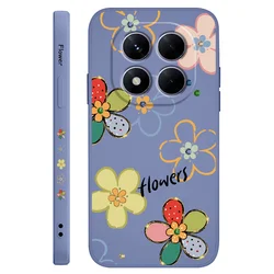 Luxury Diamond Flower Silicone Phone Case Cover for Poco X6 (Light Blue)