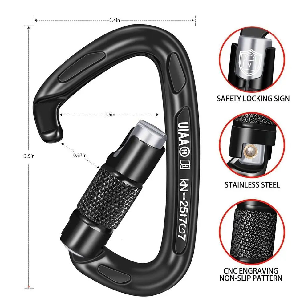 New 25KN Safety Carabiner Professional Aluminum D Shape Keychain Outdoor Ascend Tool Outdoor Tool