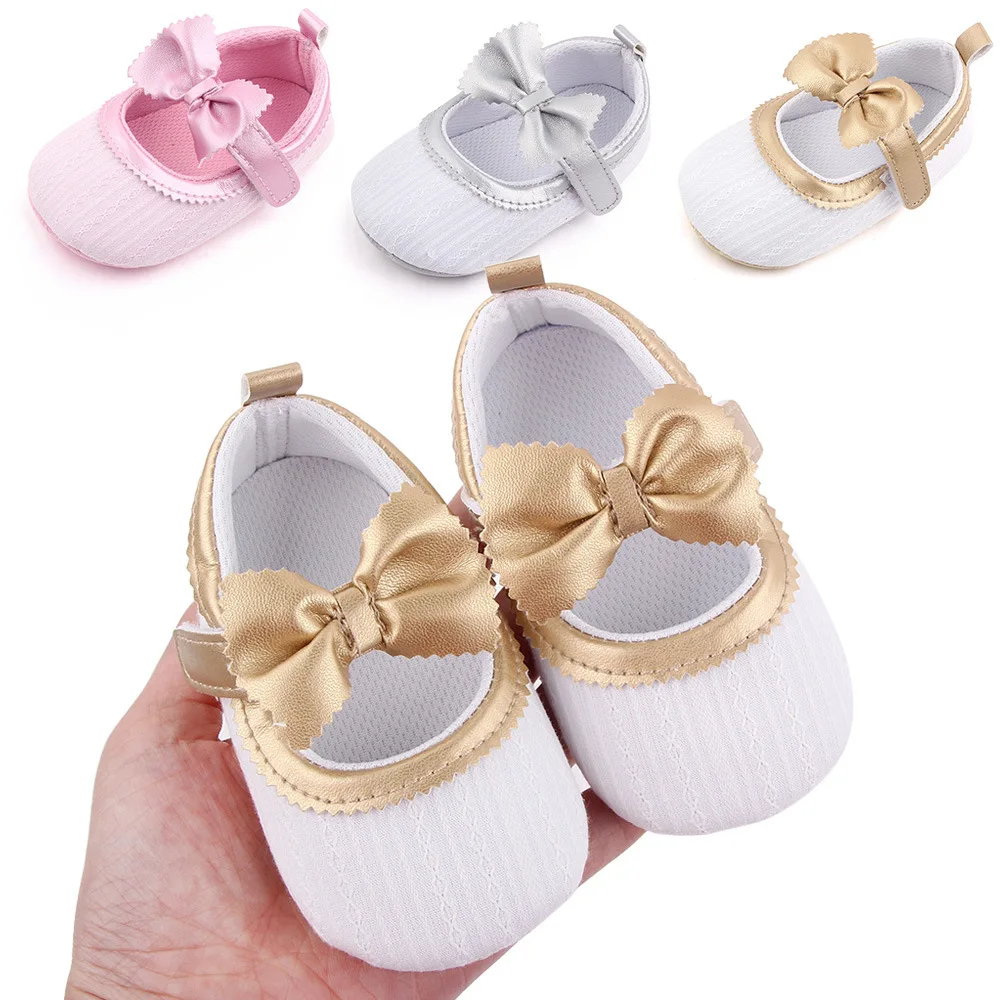 

Baby Cute Bow Princess Shoes Solid Colour Soft Bottom First Toddler Shoes 0-18 Months Newborn Baby Shoes Girl