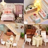 Wood Dollhouse DIY Miniature Furniture Kits Mini Handmade Craft House Model with LED Light Dollhouse Toy for Teens Adult 4