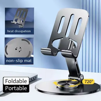 Soporte para teléfono móvil con rotación de 360 grados, totalmente metálico, de aluminio, soporte Universal, diseño plegable de doble eje, estable, anticaída 1