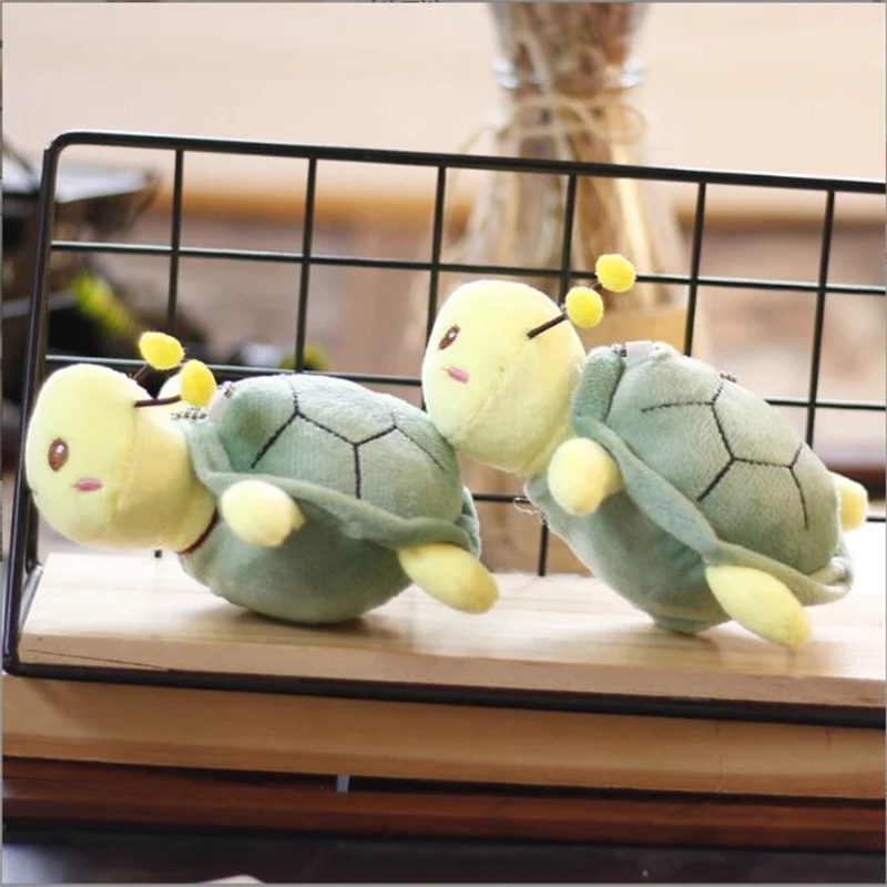 10-13cm Cute Little Turtle Plush Toy Cartoon Bee  Pendant Backpack Bag Stuffed Keychain Turtle  Wholesale