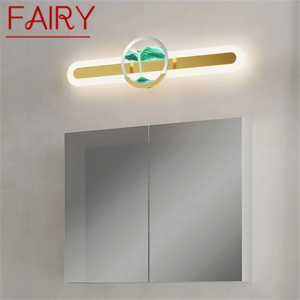 

FAIRY Contemporary Hourglass Vanity Mirror Front Lamp Led 3 Colors Bathroom Device Makeup Simple Gold Wall Light