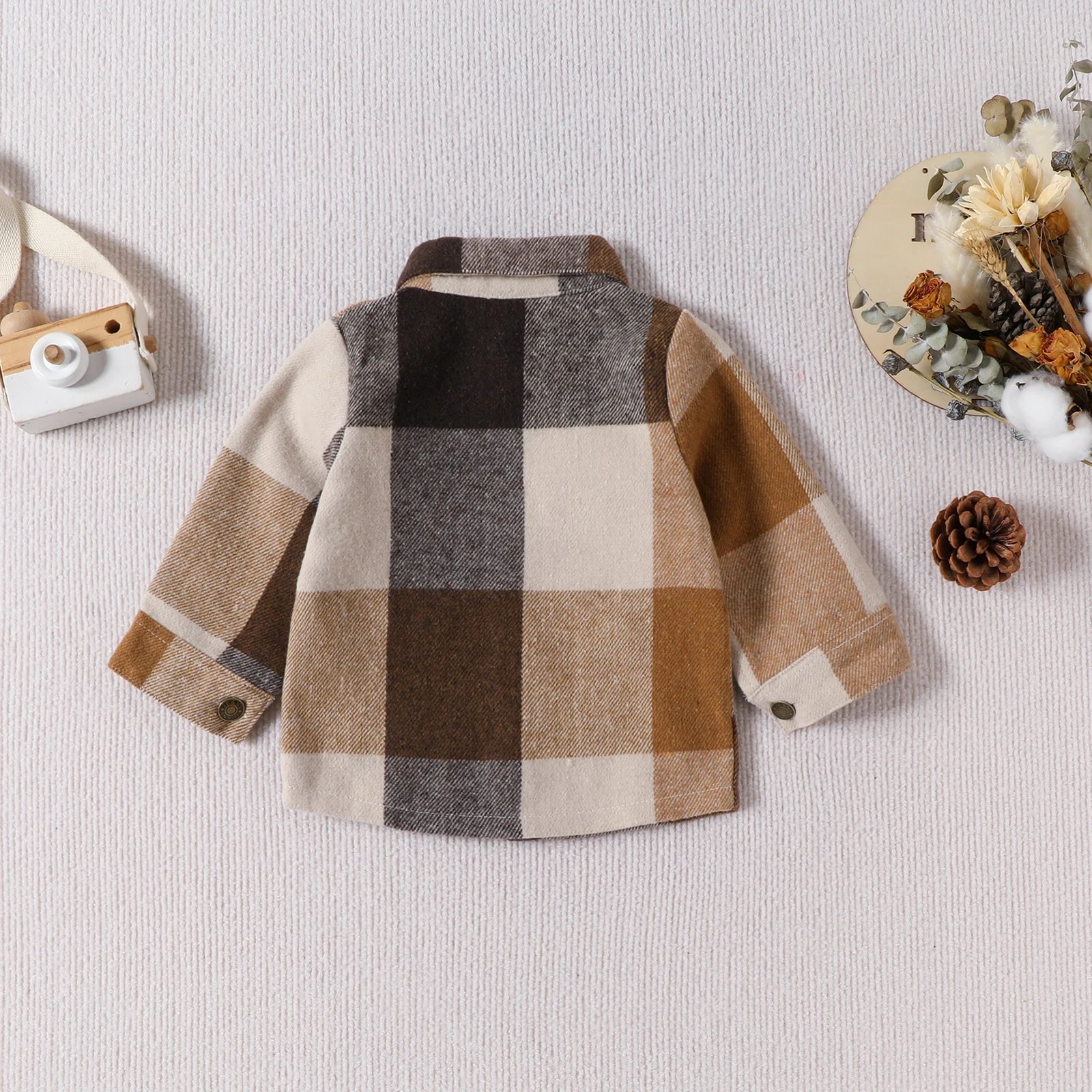 EWODOS Toddler Baby Boys Girls Fall Plaid Pattern Shirts Long Sleeve Plaid Jacket Button Down Baby Kids Boys Autumn Casual Coats