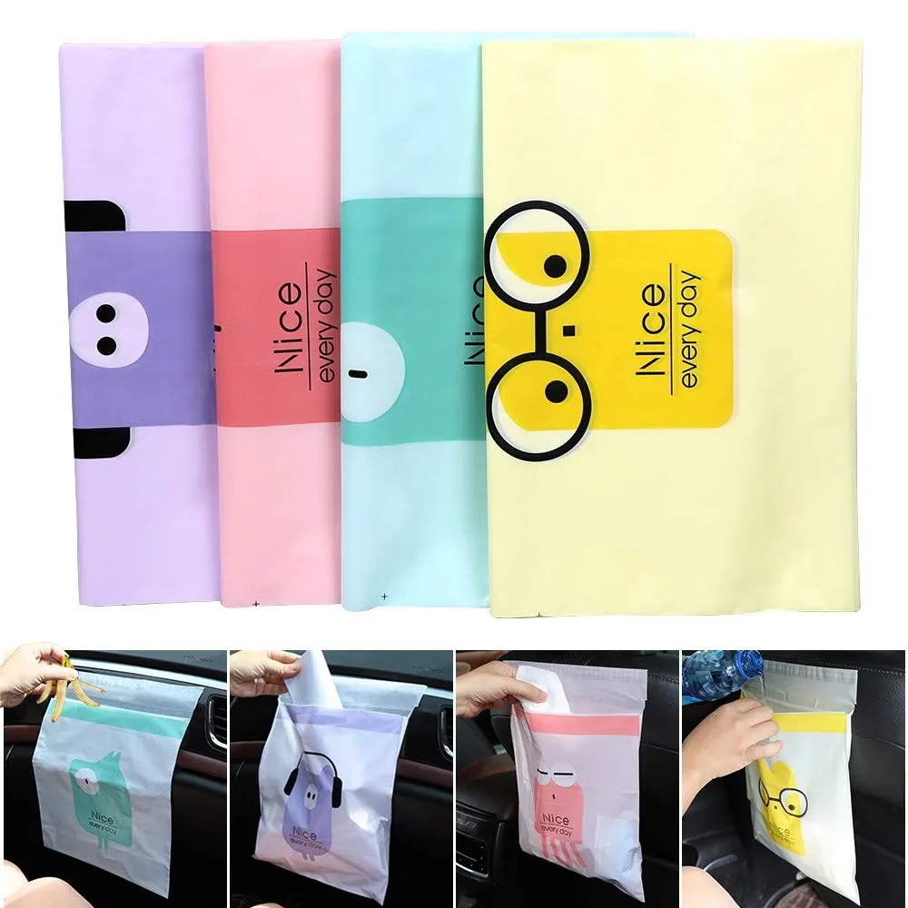 50PCS Easy Stick-On Disposable Car Trash Bag Leakproof Vomit Bag Beautiful Kitchen Storage Durable for Cars Home Kitchens Office