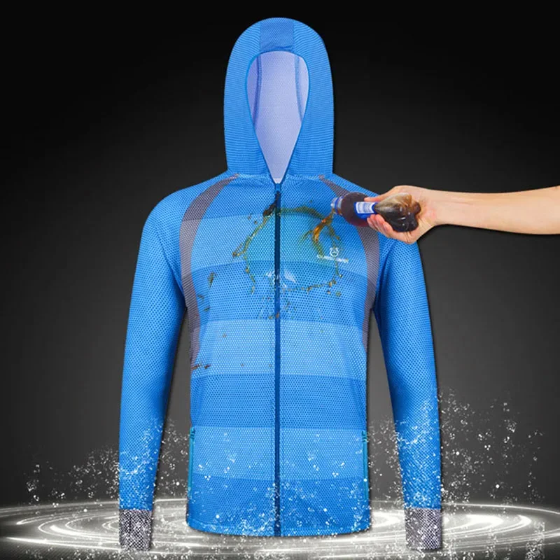 QUESHARK Quick Dry Hydrophobic Anti-fouling Fishing Jacket Men Stain-Resistant Cycling Hiking Trekking Sun-Protective Clothing