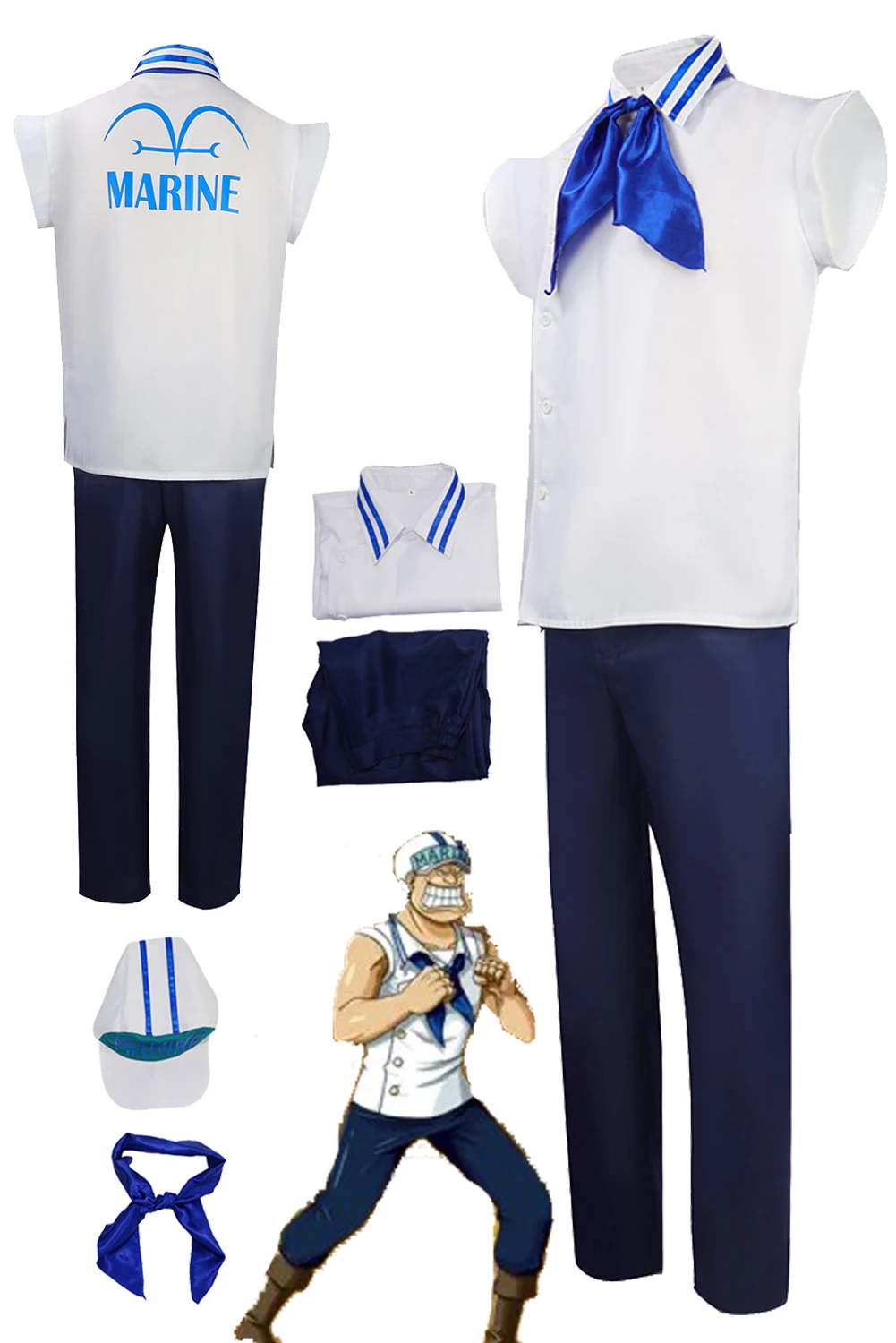 Anime One Piece Fantasia Marine Cosplay Shirts Pant Hat Costume