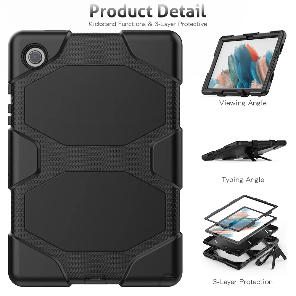 삼성 탭용 그리핀 실리콘 보호 케이스, 스탠드 포함 하드 PC 뒷면 커버, A7, A8, S2, S4, S5, S6, X200, T220, T500, T860, P200, P610 용