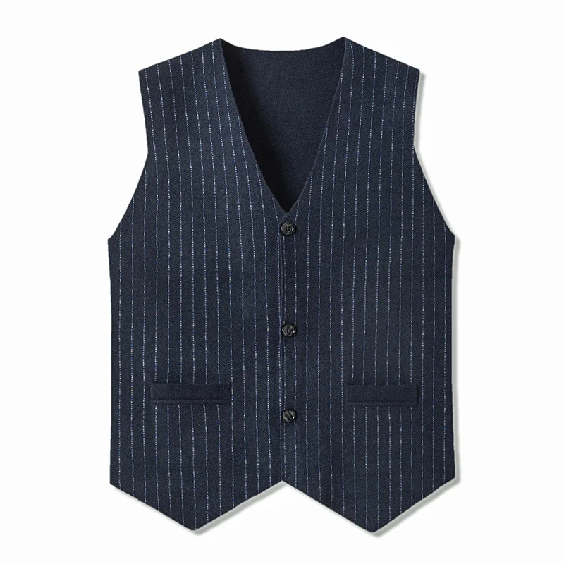 

2023 New Arrivals Autumn Spring Men's Sleeveless Sweater Vest Fashion Striped V-Neck Single Breasted Knitting Cardigan Suit