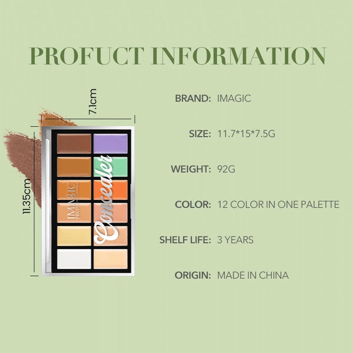 IMAGIC 12-Color Concealer Foundation Cream Covers Acne Marks Dark Circles Full Coverage Suit for All Skin Primer Makeup Cometics 6