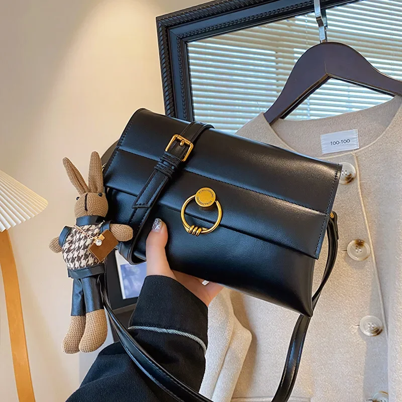 

2023 New Fashion All-Match Shoulder Messenger Bag Double-Layer Korean Style Solid Color Casual Small Bags Women's Popular