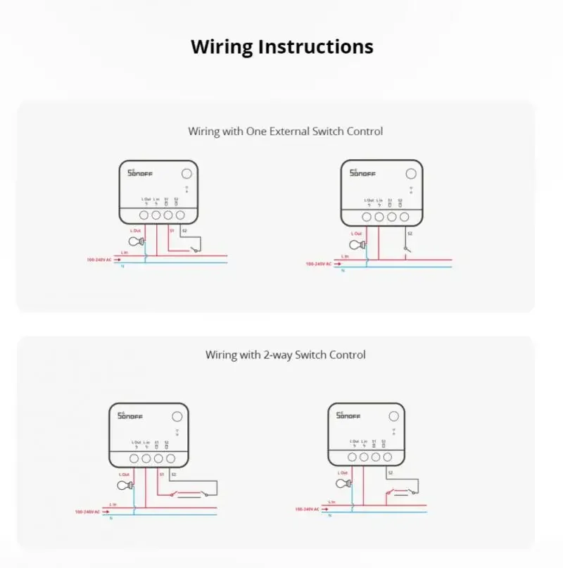 1-25Pcs SONOFF ZBMINI-L2 Smart Switch No Neutral Wire Required DIY 2 Way Module Switch Alexa Google Home Assistant