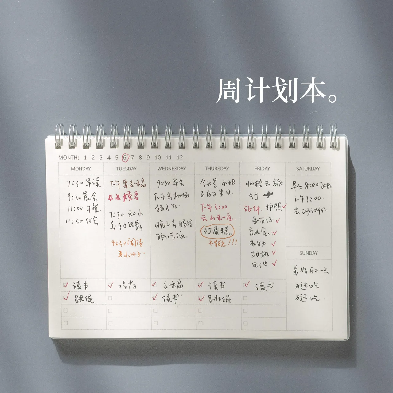 Weekly Plan Note Book Coil Efficiency Manual Simple Time Management Portable Notebook Week Planner Organizer Weekly Planner 3
