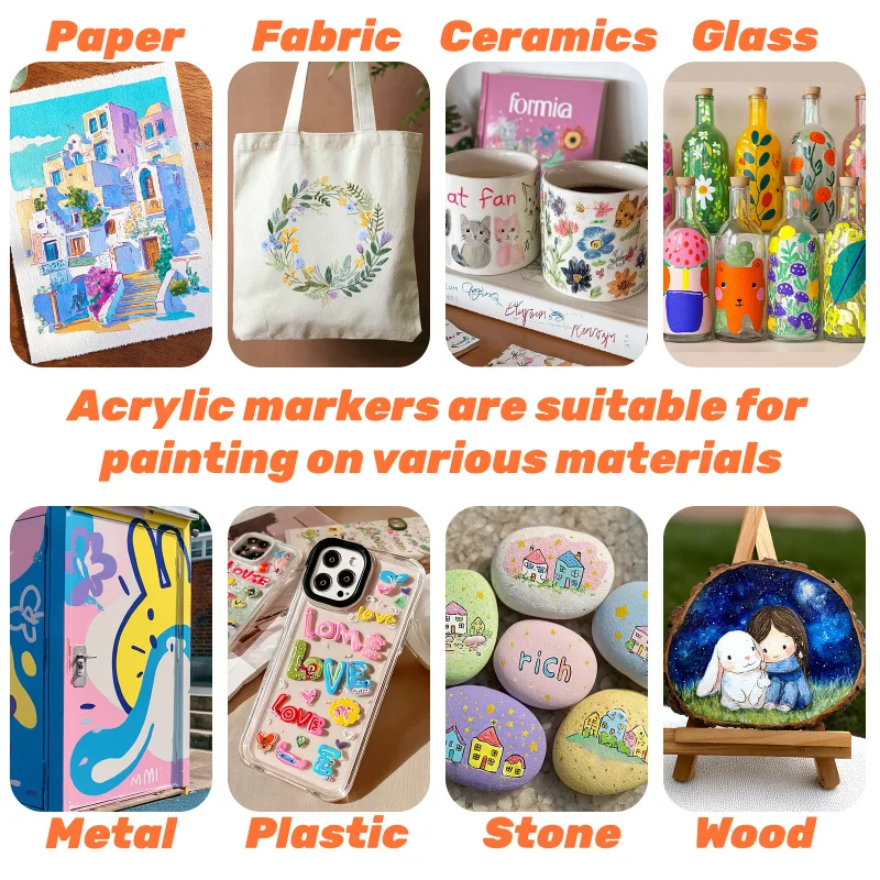 다이렉트 리퀴드 아크릴 소프트팁 마커 펜 세트, 모든 사양으로 제공되는 120가지 색상, 휴대용 보관 가방 포장, 잉크 흐름 조절이 가능한 유연한 소프트팁, 다이렉트 리퀴드 잉크 시스템, 높은 커버력과 레이어