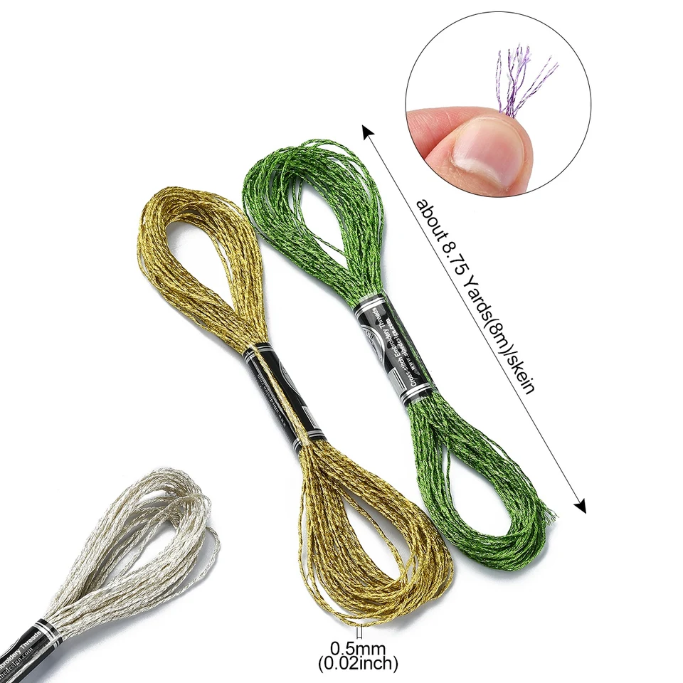 12 Brins De Fil à Broder Métallique Pour Point De Croix, 8 Mètres