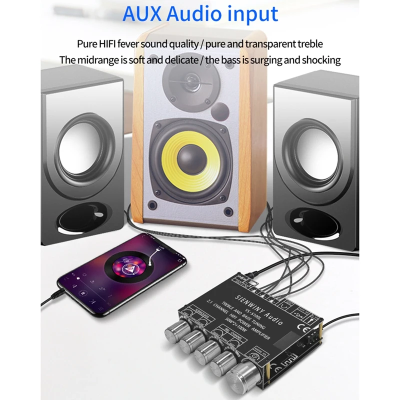 YS-S100L 2.1 Channel Amplifier Module Bluetooth Audio Amplifier Board Audio Module Black 50X2+100W