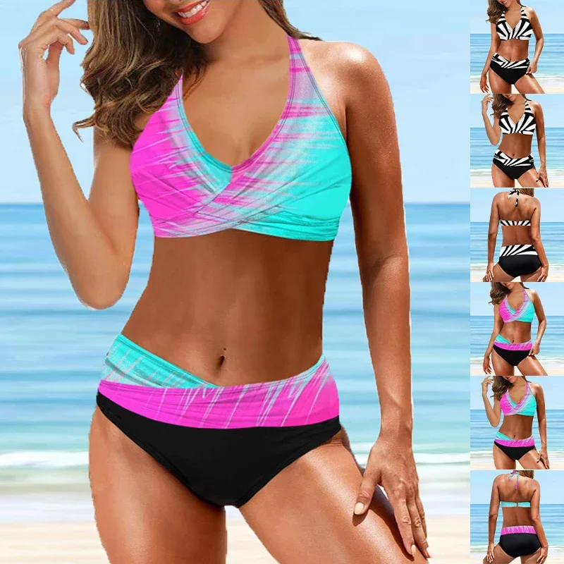 

2023 New Summer Women's Fashion Beach Swimwear Swimwear Women's Two Piece Swimwear Women's Printed Bikini Swimwear
