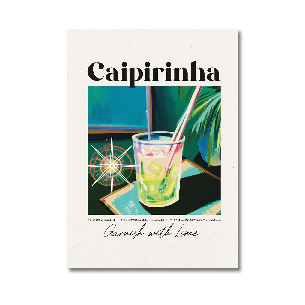 Retro-Cocktail-Wandbilder-Set - 9-teilig, Bunte Drucke, Ungerahmt, Für Bar, Wohnzimmer, Party-Deko